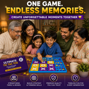 Ultimate Tic Tac Toe Board Game – Advanced Strategy Game with 81 Tokens & 10 Trays | Family Board Game for Kids 8+ & Adults | Brain Development, Travel & Party Game | 2–4 Players
