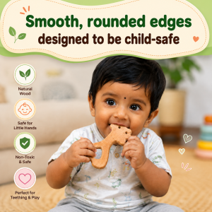 Wooden Giraffe Neem Teether | Natural Neem Wood Baby Teether | 1 Piece | Baby Teething Toy