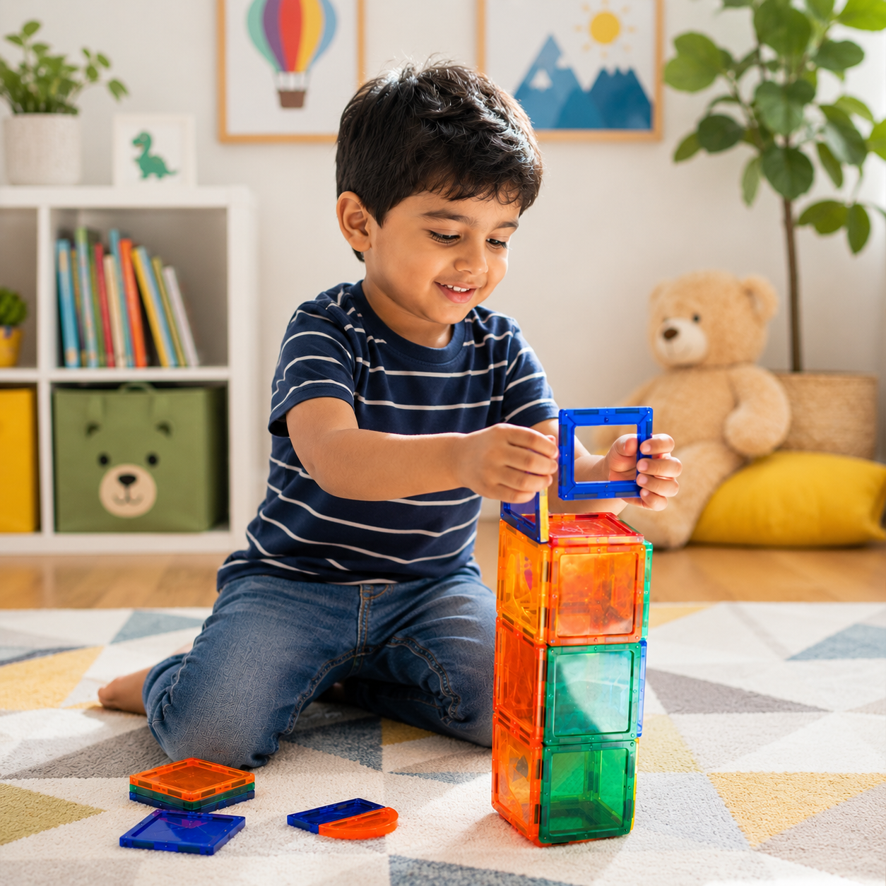 Magnetic Tiles Building Blocks Set – 26 Pieces | STEM & STEAM Educational Construction Toy for Kids | Creative Learning & Imagination Development | Multicolor Magnetic Blocks | Age 3+ - Image 5