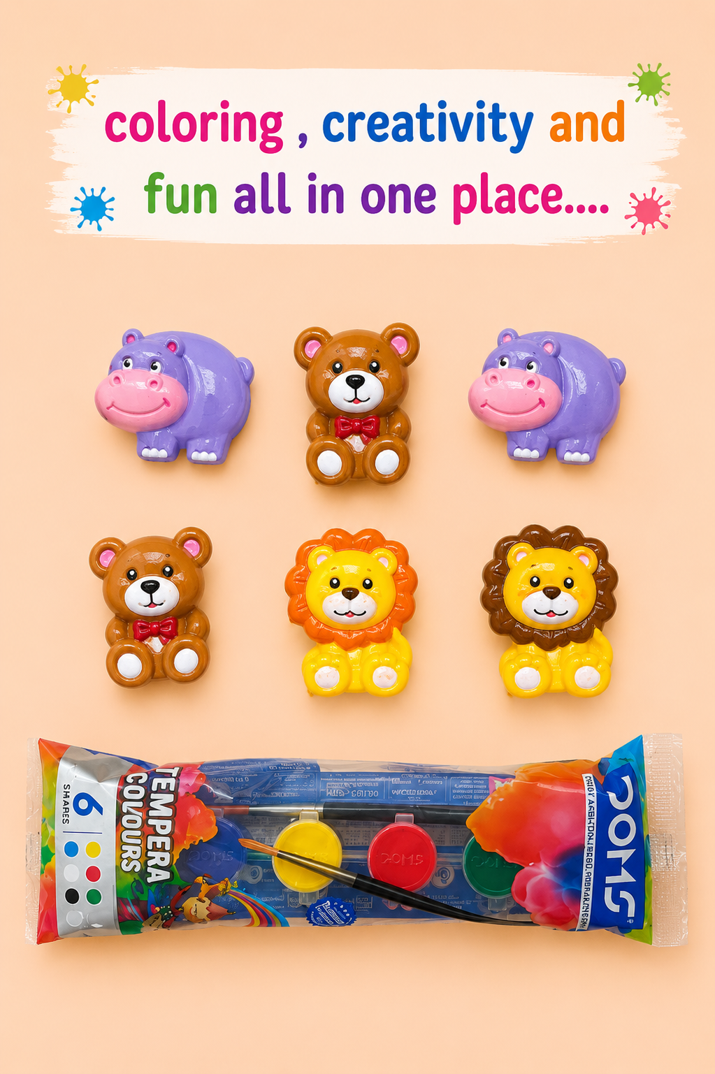 TWINTAZ’s DIY Baby animals’ theme toys &12 colours of Painting Kit for Kids & Adult