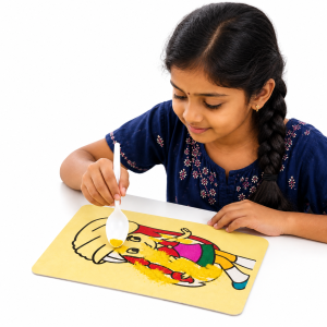 TWINTAZ Sand Painting Kit for Kids and adults | 1 Pre-Printed Sand Art Board – Magic Swing Theme | 9 Vibrant Coloured Sand Packets | Easy Peel & Stick Creative Art Activity | Fine Motor Skills & Creativity Toy for Kids 3+