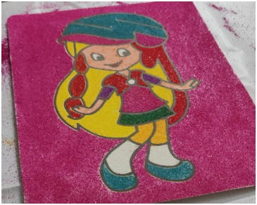 TWINTAZ Sand Painting Kit for Kids and adults | 3 Pre-Printed Sand Art Boards – Best Friends , Magic Swing and Pretty Doll Girl Theme | 9 Vibrant Coloured Sand Packets | Easy Peel & Stick Creative Art Activity | Fine Motor Skills & Creativity Toy for Kids 3+ - Image 8